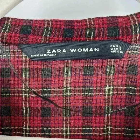 Zara Woman Plaid Red/Black Swing Top Size Small - Picture 10 of 10